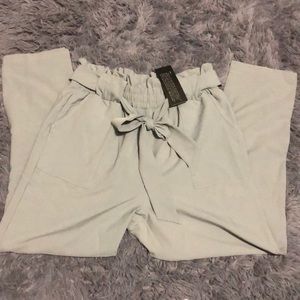 Grey paper bag pants